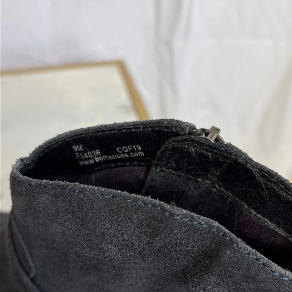 Born Carmel Harness Navy Blue Suede Ankle Boots